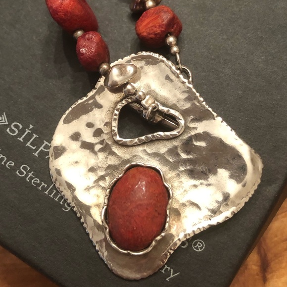 Rare Silpada Sterling Silver Red Sponge Coral Toggle Clasp Necklace N0900 - Picture 7 of 16